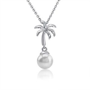 Alamea Sterling Silver Palm Tree Pearl Pendant